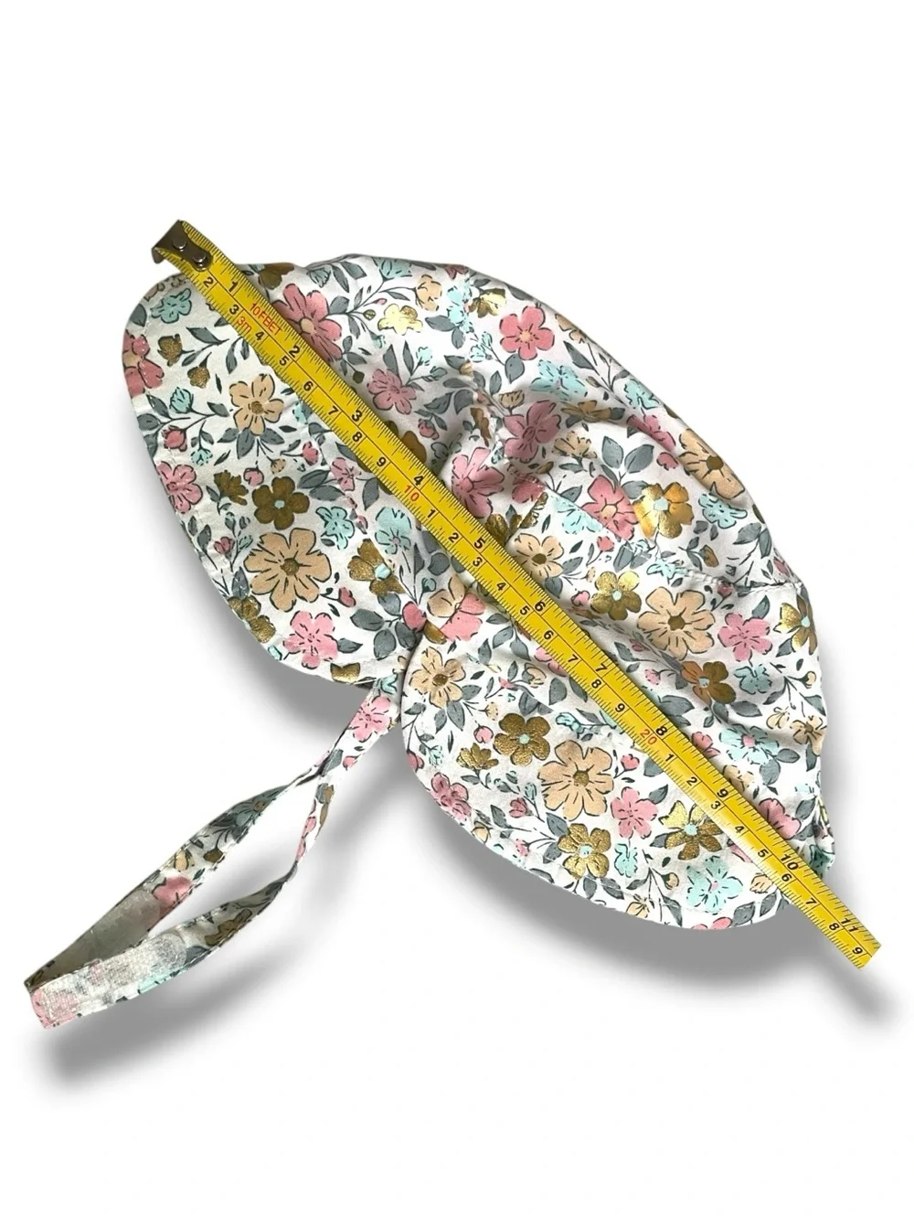Floral Sun Hat Pink Gold Pastel Bucket Hat Tie Strap Baby Toddler Cottagecore